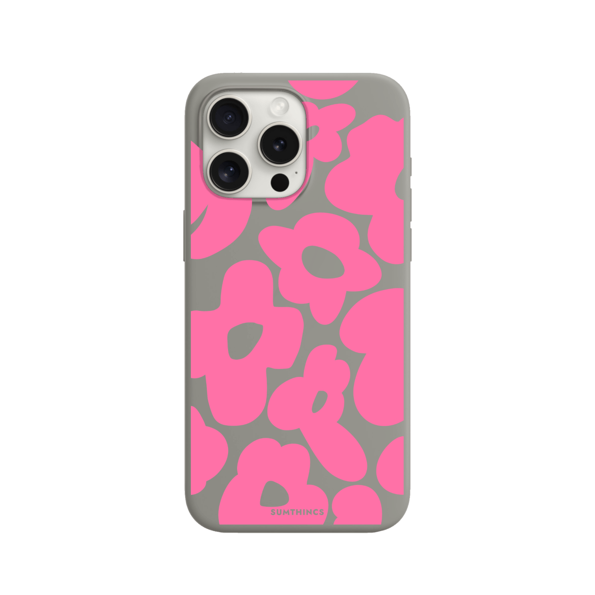 iPhone 15 Pro Daisy Pop Premium Telefon Kılıfı Gri - SUMTHINCS