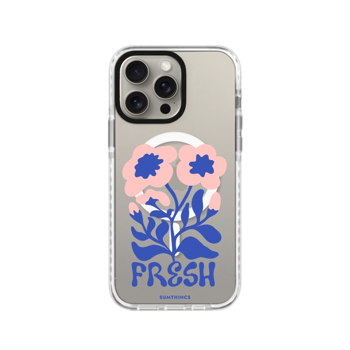 iPhone 15 Pro Fresh Flowers Magsafe Procase Şeffaf Telefon Kılıfı Beyaz Şeffaf - SUMTHINCS