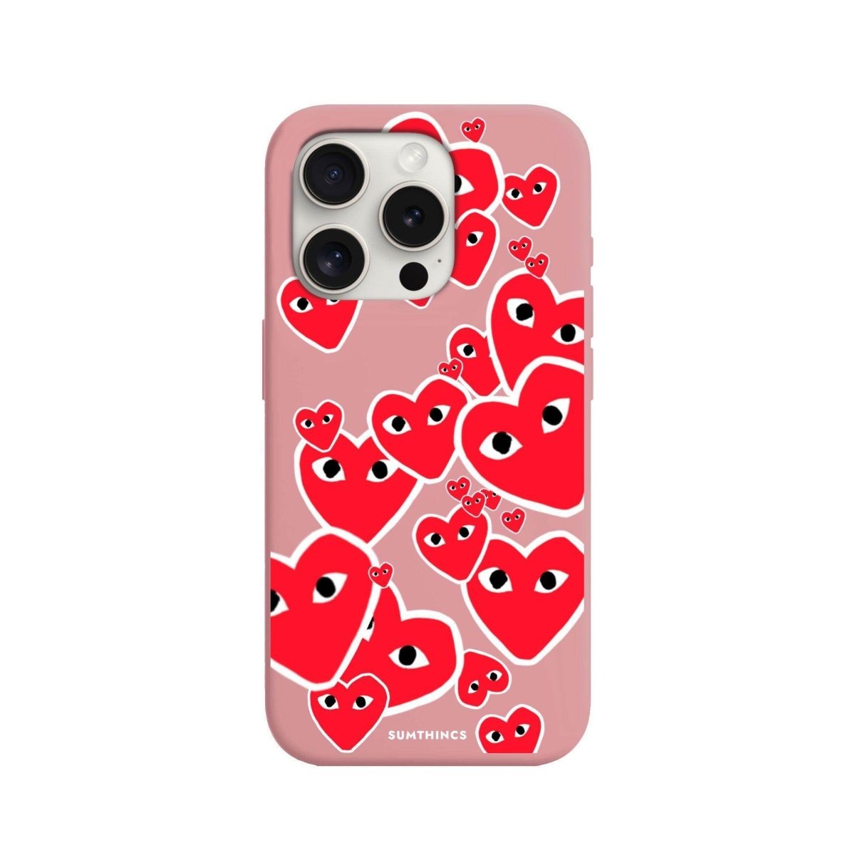 iPhone 15 Pro Hearts Premium Telefon Kılıfı Pembe - SUMTHINCS