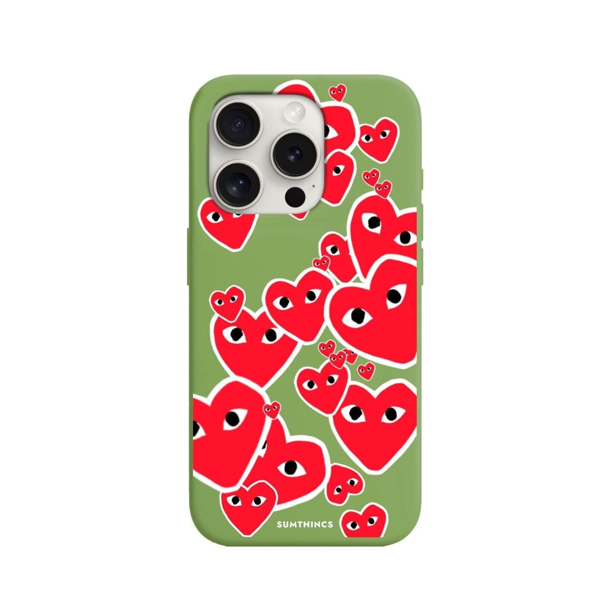 iPhone 15 Pro Hearts Premium Telefon Kılıfı Fıstık Yeşili - SUMTHINCS