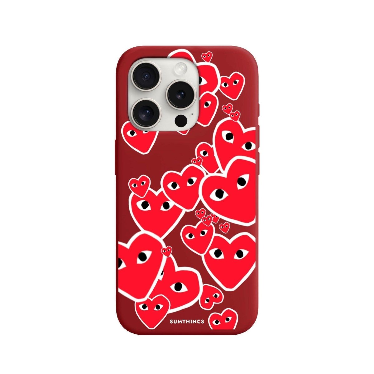 iPhone 15 Pro Hearts Premium Telefon Kılıfı Kırmızı - SUMTHINCS