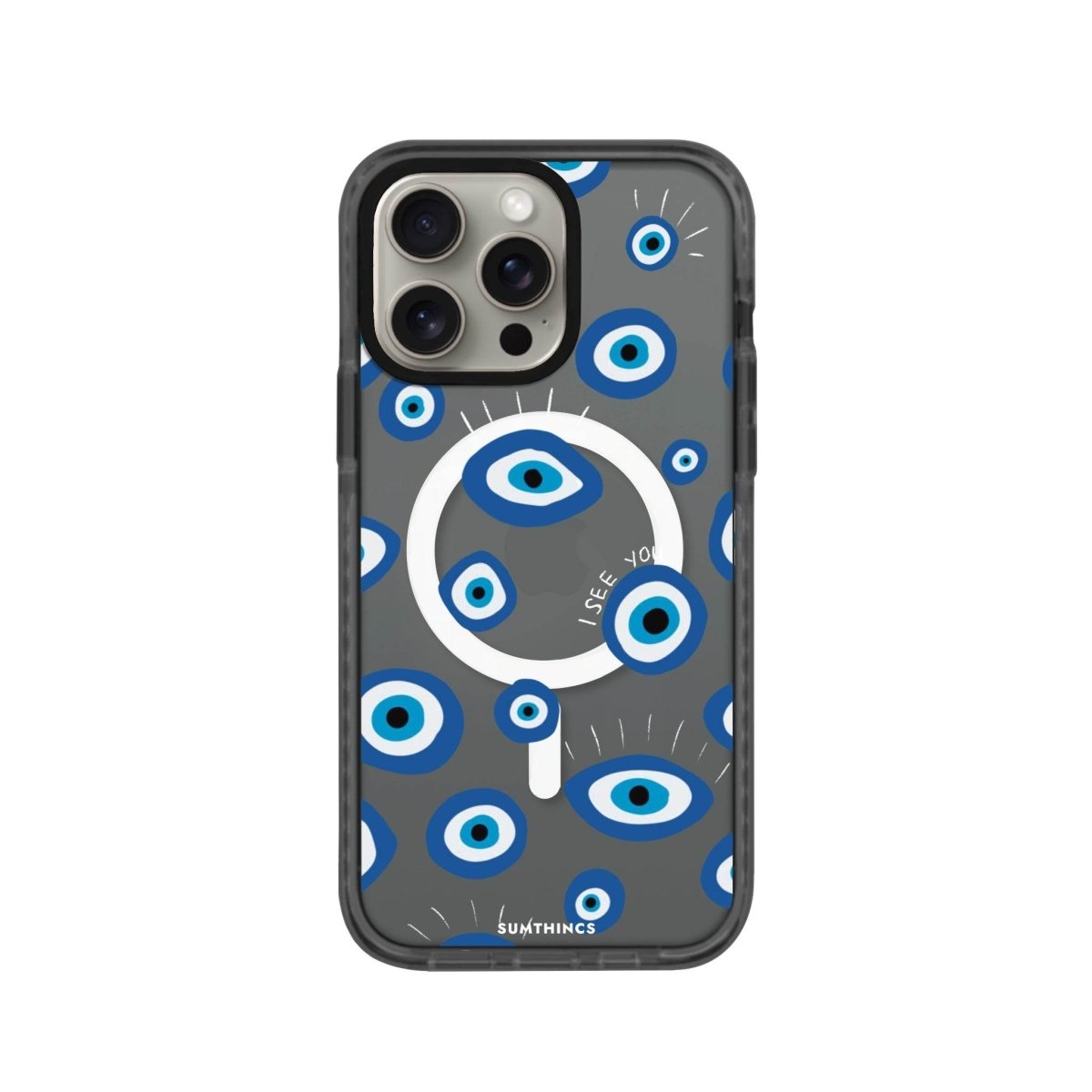 iPhone 15 Pro I See You Magsafe Procase Şeffaf Telefon Kılıfı Antrasit - SUMTHINCS
