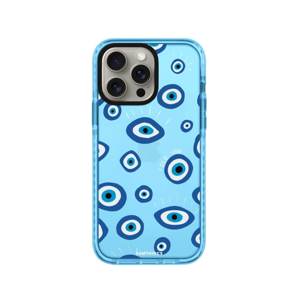 iPhone 15 Pro I See You Procase Şeffaf Telefon Kılıfı Mavi - SUMTHINCS