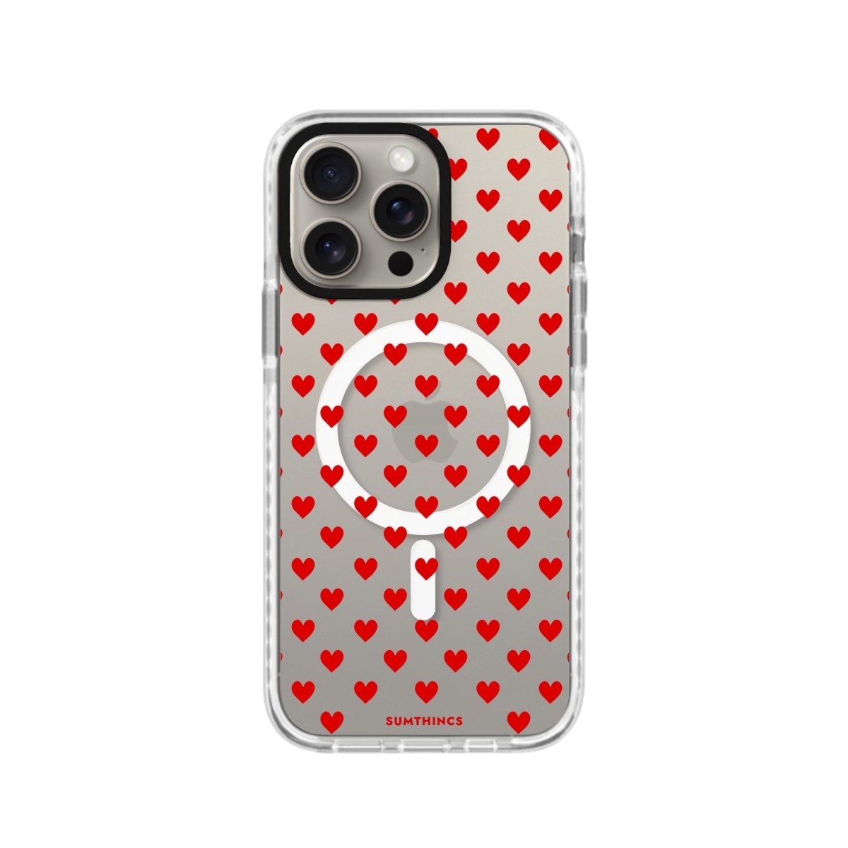 iPhone 15 Pro Little Hearts Magsafe Procase Şeffaf Telefon Kılıfı Beyaz Şeffaf - SUMTHINCS