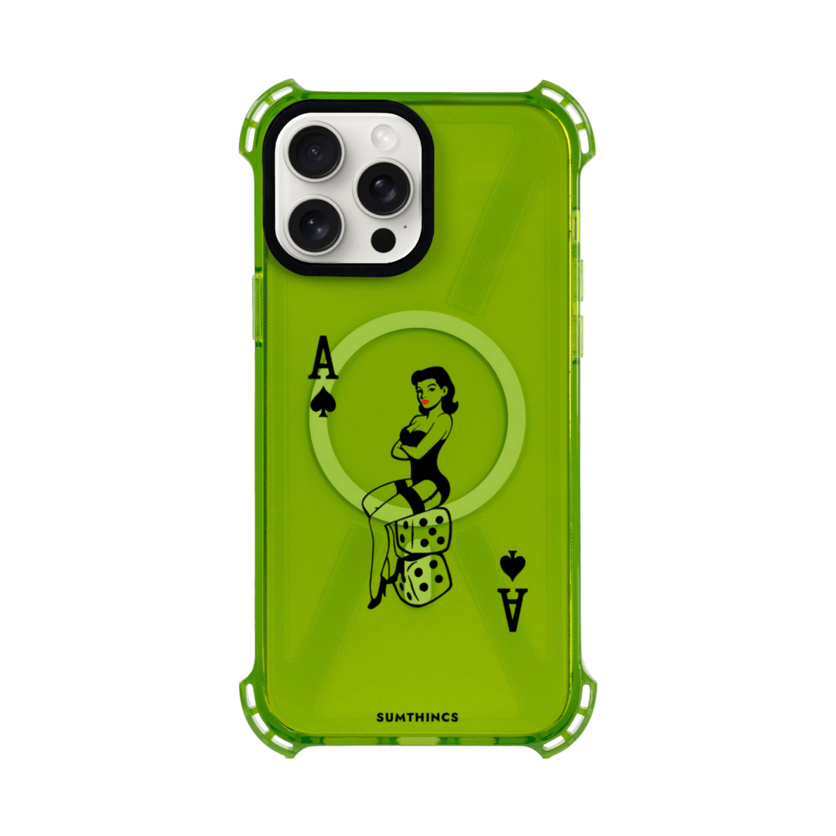 iPhone 15 Pro Max Ace Queen Bumper Magsafe Şeffaf Telefon Kılıfı Yeşil - SUMTHINCS