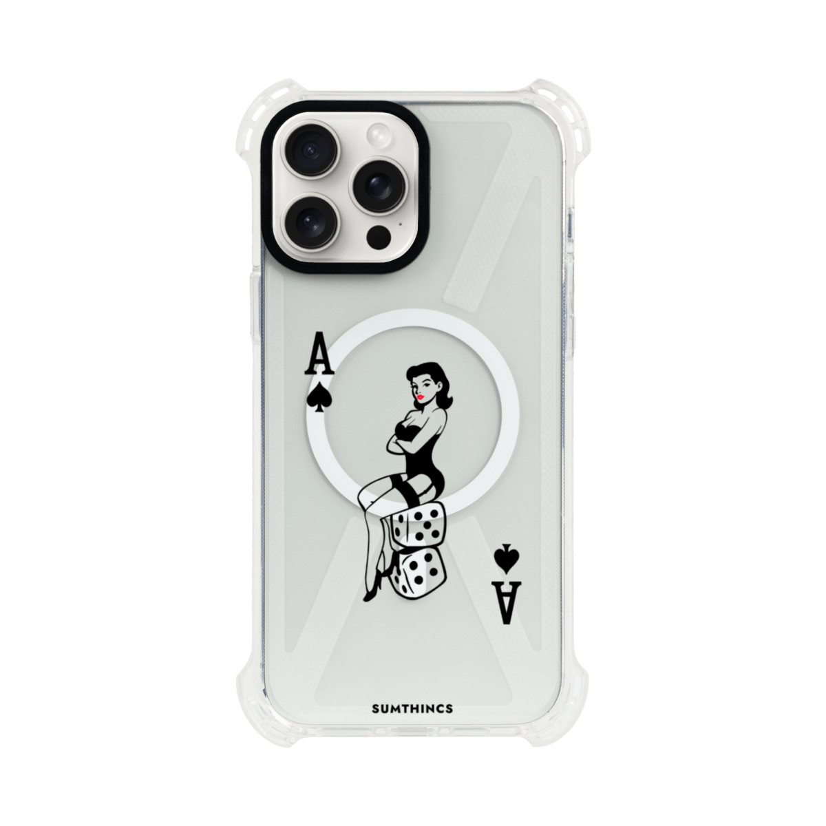 iPhone 15 Pro Max Ace Queen Bumper Magsafe Şeffaf Telefon Kılıfı Beyaz Şeffaf - SUMTHINCS