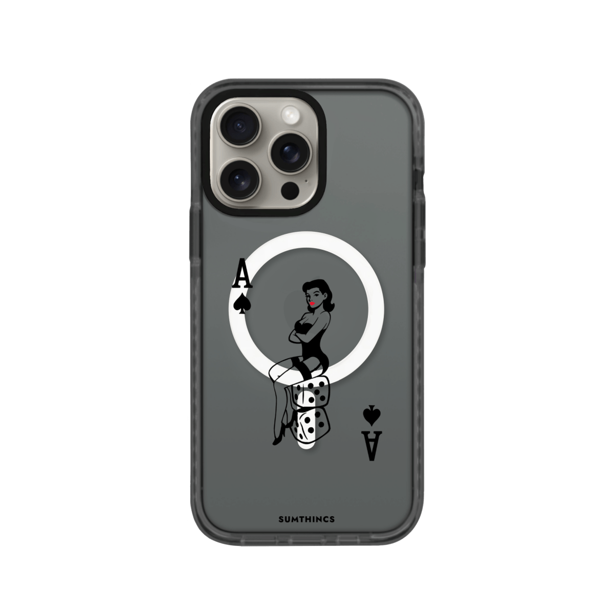 iPhone 15 Pro Max Ace Queen Magsafe Procase Şeffaf Telefon Kılıfı Antrasit - SUMTHINCS