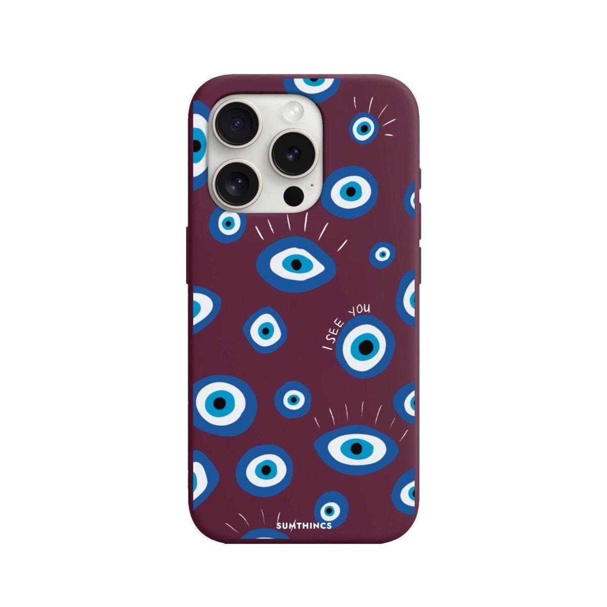 iPhone 15 Pro Max I See You Premium Telefon Kılıfı Bordo - SUMTHINCS