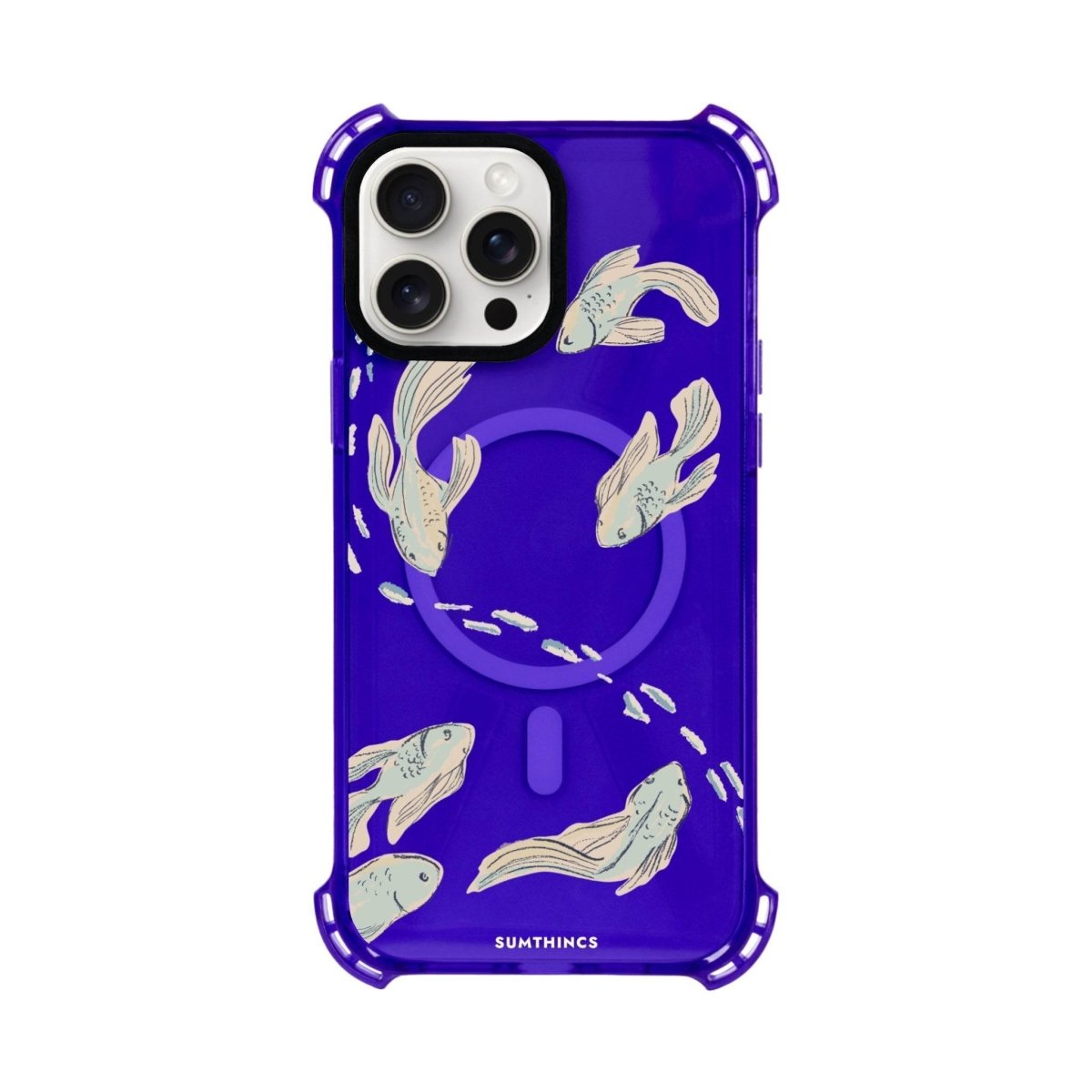 iPhone 15 Pro Max Koi Fish Bumper Magsafe Şeffaf Telefon Kılıfı Mor - SUMTHINCS