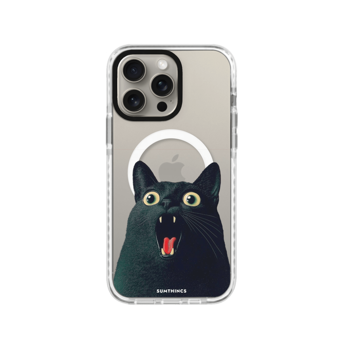 iPhone 15 Pro Max Meoww Magsafe Procase Telefon Kılıfı Beyaz Şeffaf - SUMTHINCS
