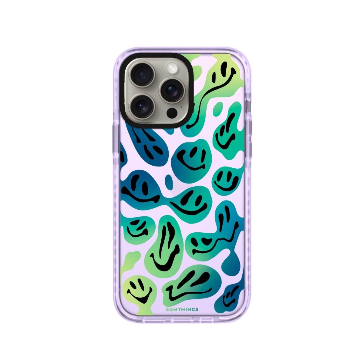 iPhone 15 Pro Max Smiley Procase Şeffaf Telefon Kılıfı Lila - SUMTHINCS