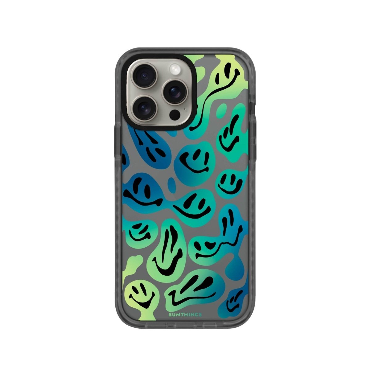 iPhone 15 Pro Max Smiley Procase Şeffaf Telefon Kılıfı Antrasit - SUMTHINCS