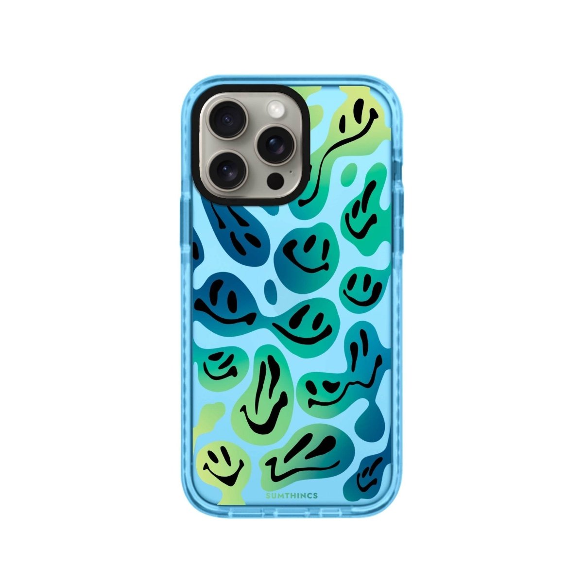 iPhone 15 Pro Max Smiley Procase Şeffaf Telefon Kılıfı Mavi - SUMTHINCS