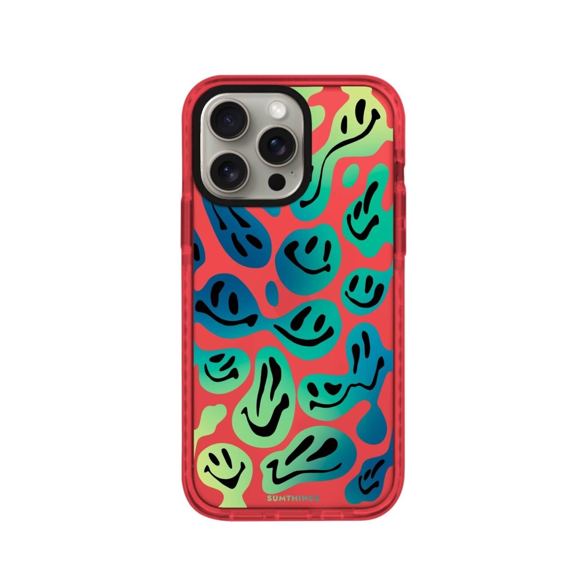 iPhone 15 Pro Max Smiley Procase Şeffaf Telefon Kılıfı Kırmızı - SUMTHINCS