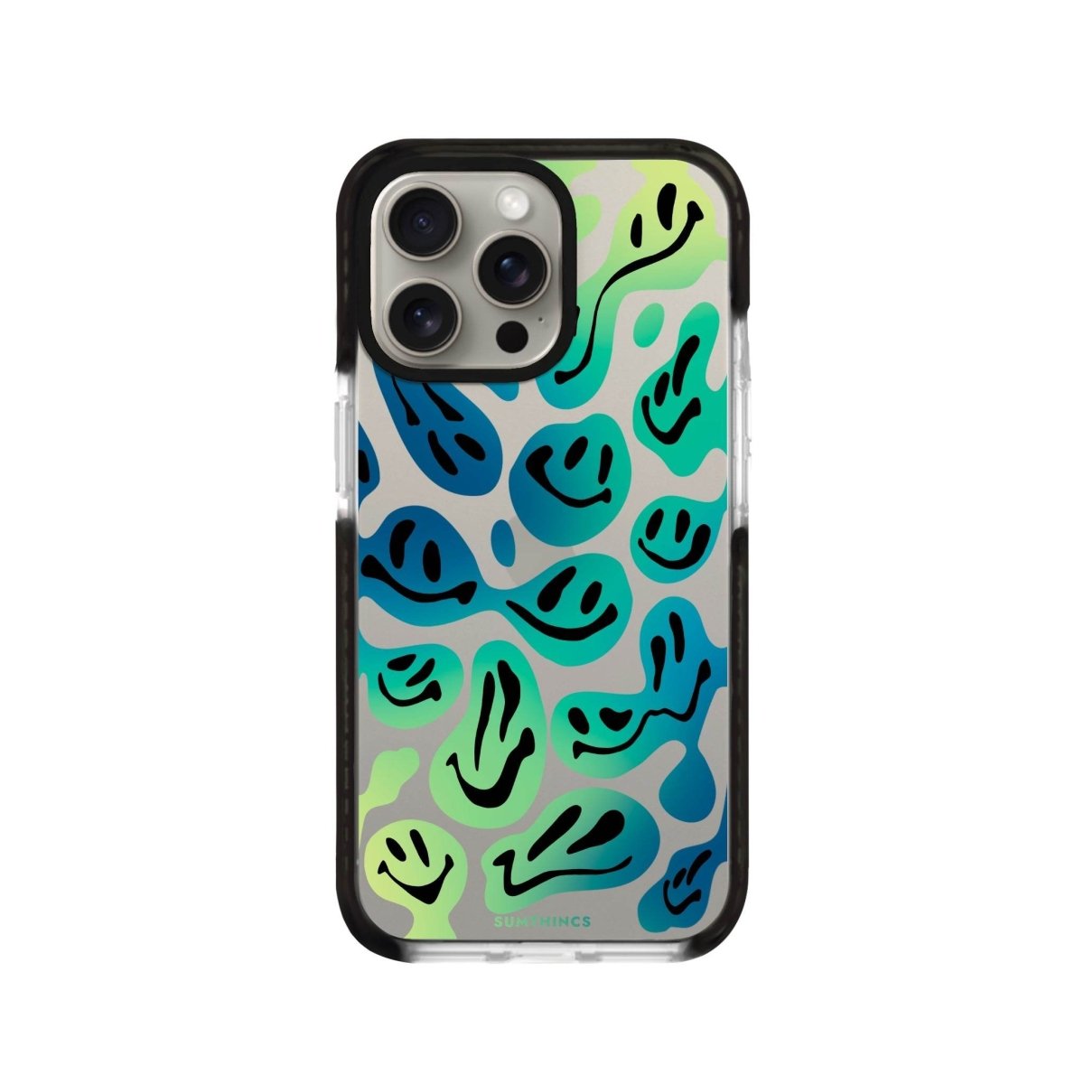 iPhone 15 Pro Max Smiley Procase Şeffaf Telefon Kılıfı Siyah Şeffaf - SUMTHINCS