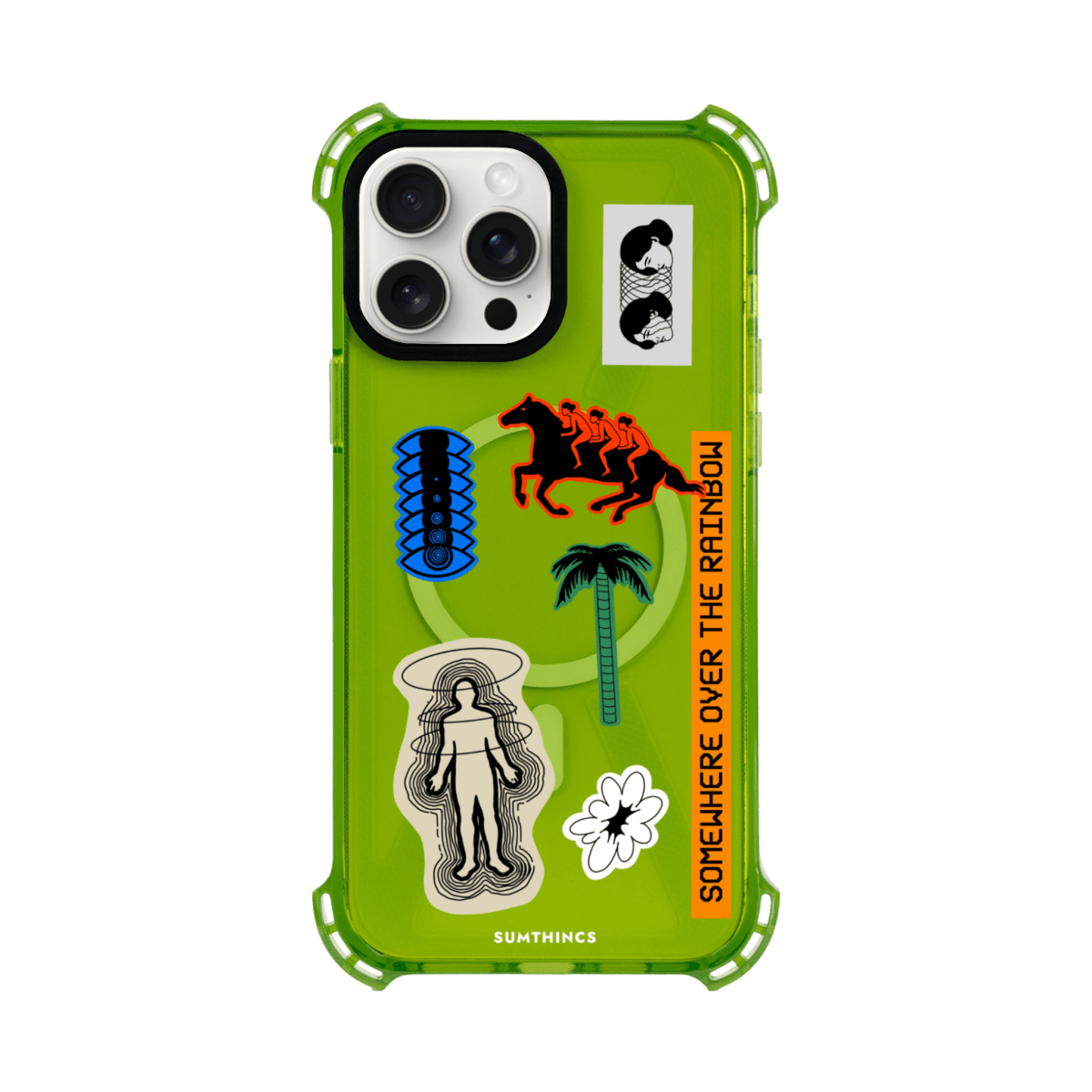 iPhone 15 Pro Max Somewhere Bumper Magsafe Şeffaf Telefon Kılıfı Yeşil - SUMTHINCS
