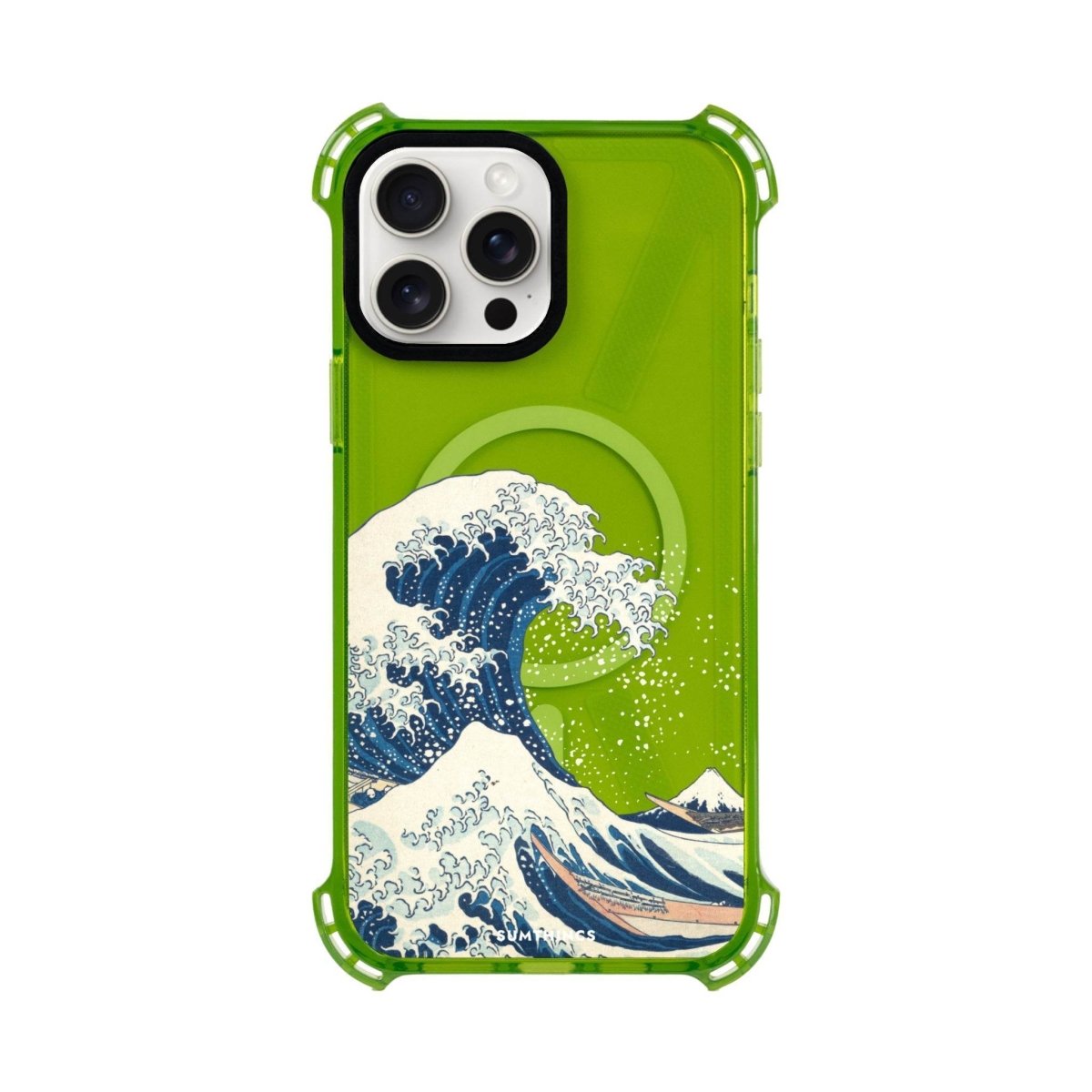 iPhone 15 Pro Max Waves Bumper Magsafe Şeffaf Telefon Kılıfı Yeşil - SUMTHINCS