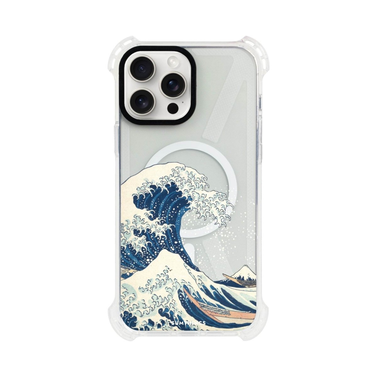 iPhone 15 Pro Max Waves Bumper Magsafe Şeffaf Telefon Kılıfı Beyaz Şeffaf - SUMTHINCS