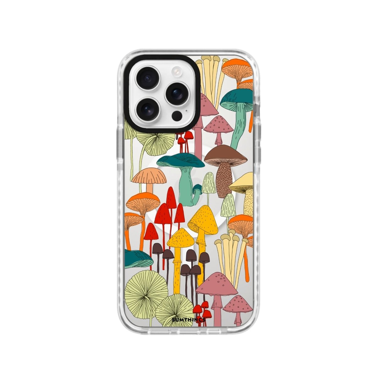 iPhone 15 Pro Mushrooms Magsafe Procase Şeffaf Telefon Kılıfı Beyaz Şeffaf - SUMTHINCS