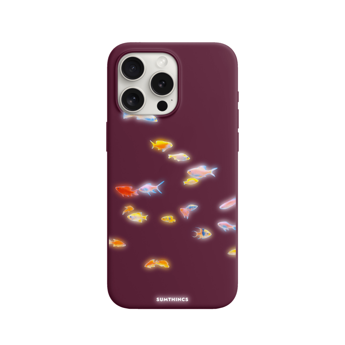 iPhone 15 Pro Neon Fish Premium Telefon Kılıfı Bordo - SUMTHINCS