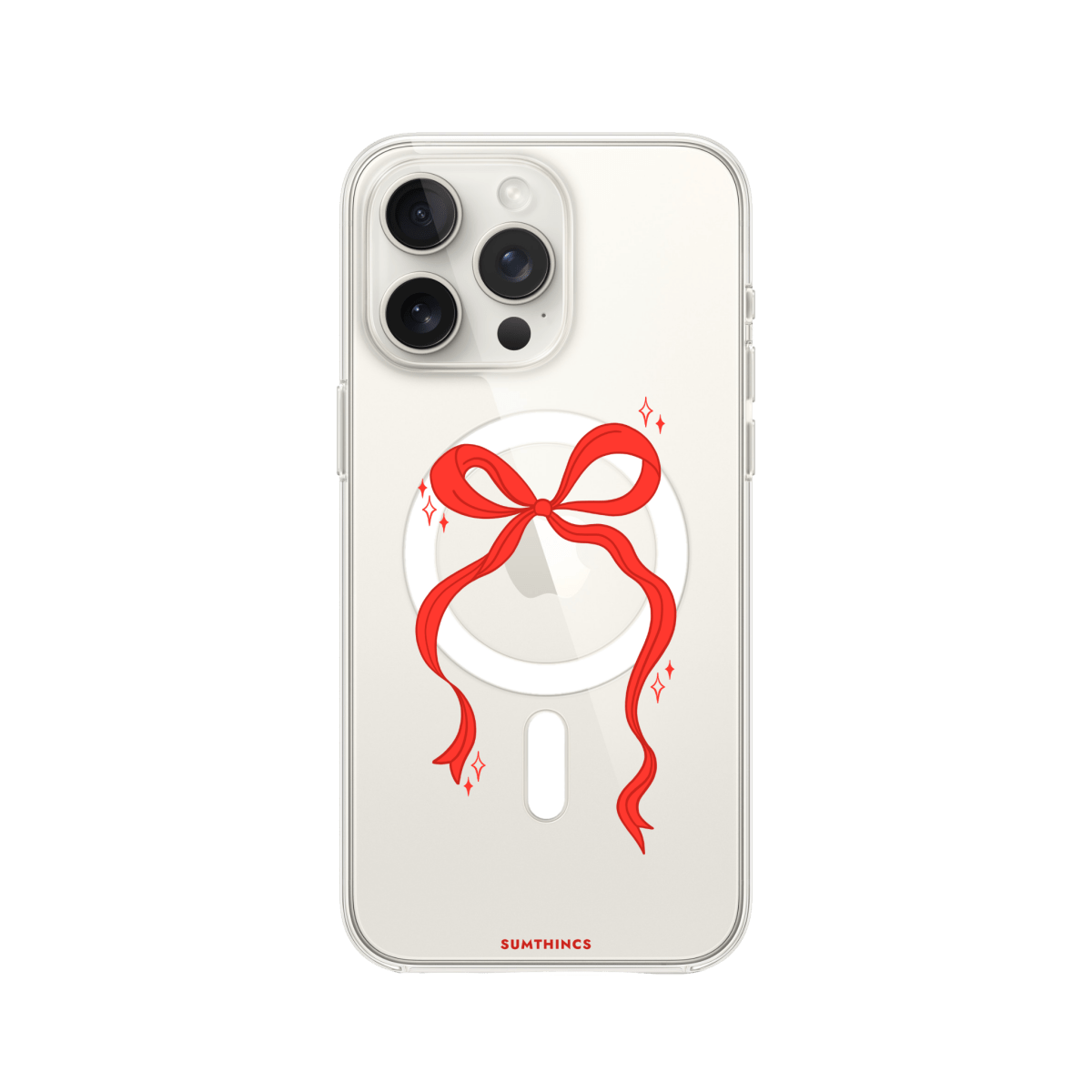 iPhone 15 Pro Red Bow Clear Magsafe Şeffaf Telefon Kılıfı - SUMTHINCS