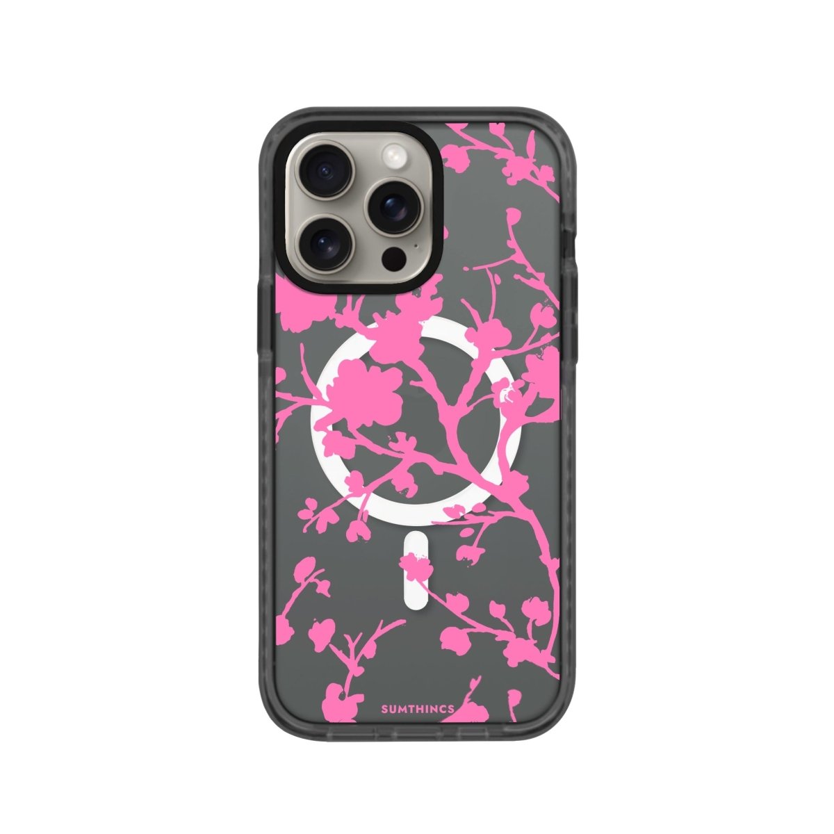 iPhone 15 Pro Sakura Magsafe Procase Şeffaf Telefon Kılıfı Antrasit - SUMTHINCS