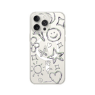 iPhone 15 Pro Silver Doodles Clear Magsafe Şeffaf Telefon Kılıfı - SUMTHINCS