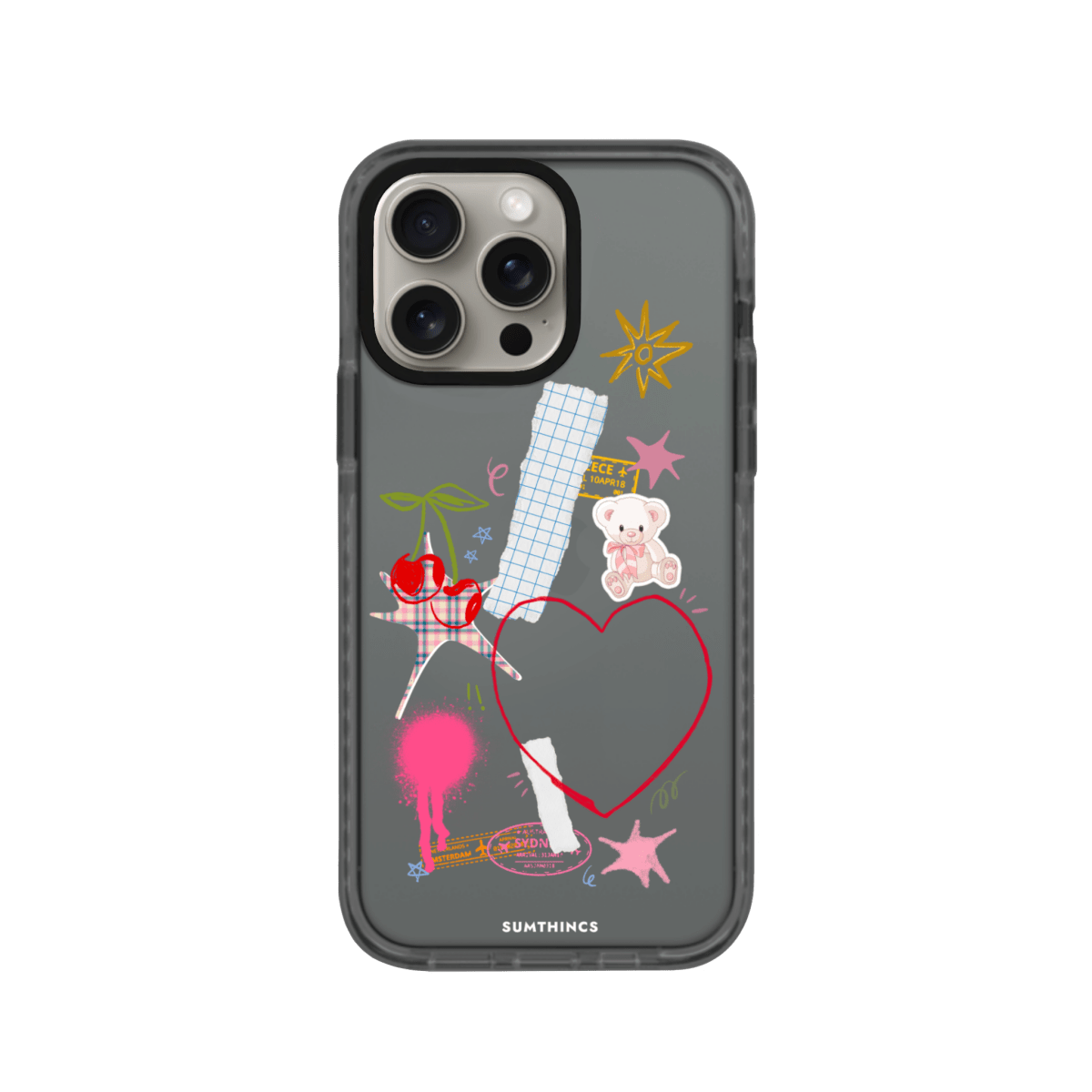 iPhone 15 Pro Sweet Chaos Procase Şeffaf Telefon Kılıfı Antrasit - SUMTHINCS