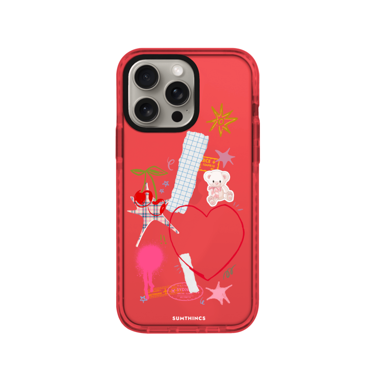 iPhone 15 Pro Sweet Chaos Procase Şeffaf Telefon Kılıfı Kırmızı - SUMTHINCS