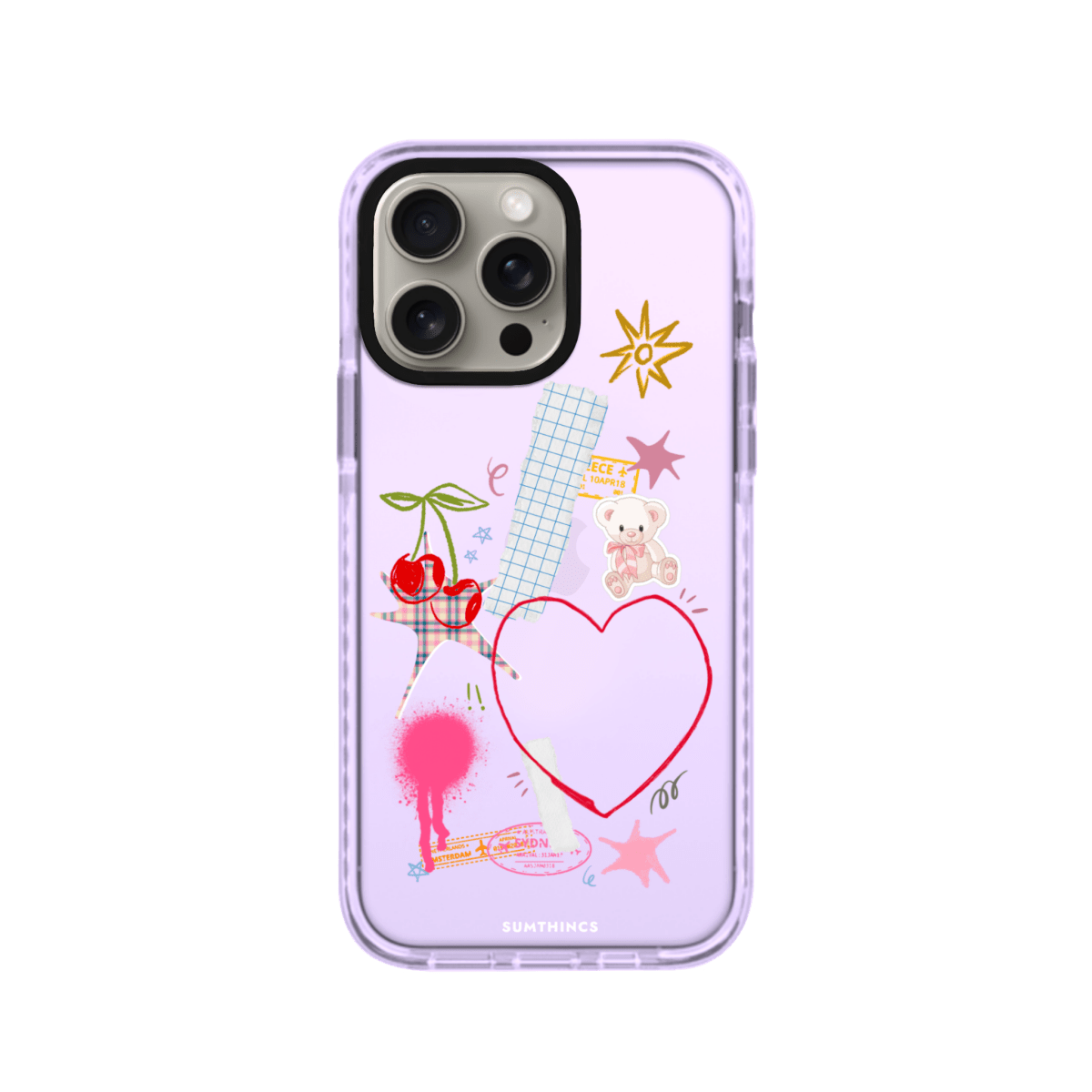 iPhone 15 Pro Sweet Chaos Procase Şeffaf Telefon Kılıfı Lila - SUMTHINCS