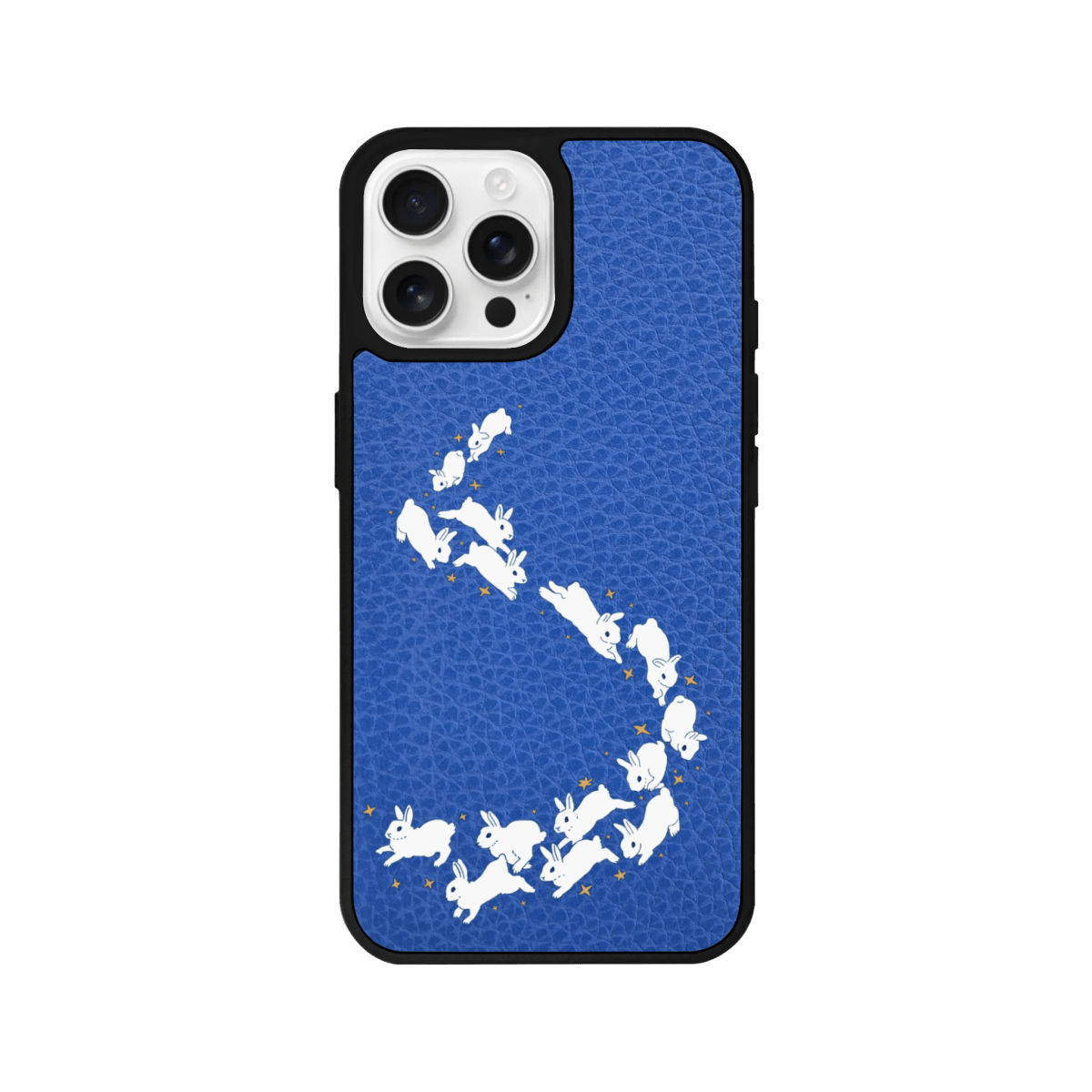 iPhone 15 Starry Bunnies Leather Vegan Deri Telefon Kılıfı Mavi - SUMTHINCS