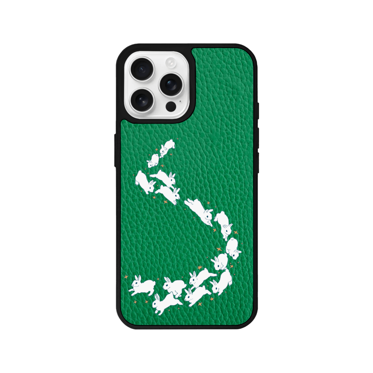 iPhone 15 Starry Bunnies Leather Vegan Deri Telefon Kılıfı Yeşil - SUMTHINCS