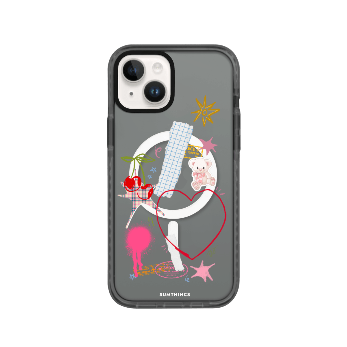 iPhone 15 Sweet Chaos Magsafe Procase Şeffaf Telefon Kılıfı Antrasit - SUMTHINCS