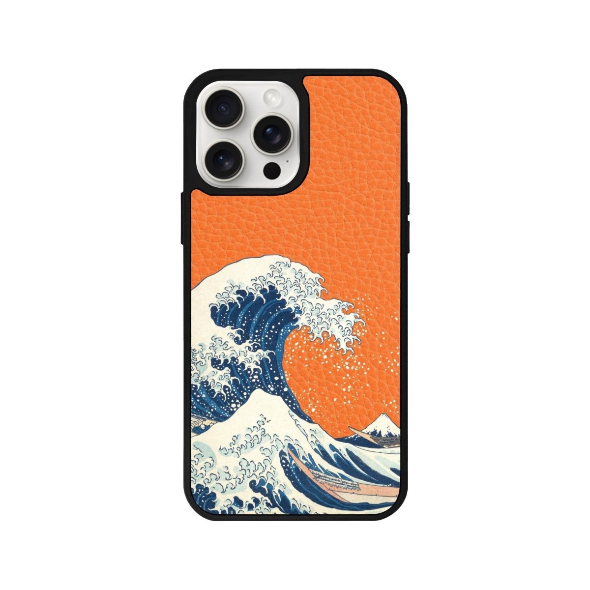 iPhone 15 Waves Leather Vegan Deri Telefon Kılıfı Turuncu - SUMTHINCS