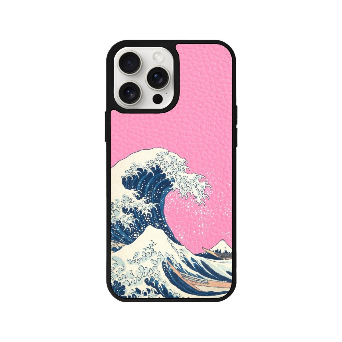iPhone 15 Waves Leather Vegan Deri Telefon Kılıfı Pembe - SUMTHINCS