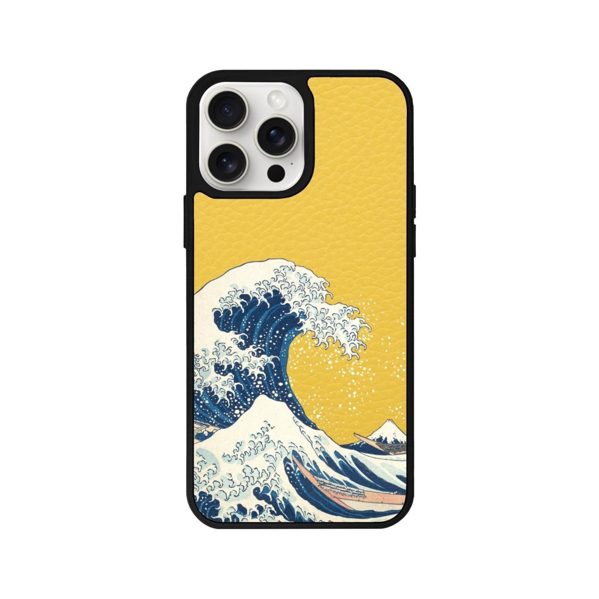 iPhone 15 Waves Leather Vegan Deri Telefon Kılıfı Sarı - SUMTHINCS