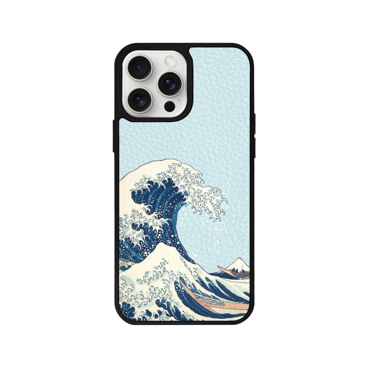 iPhone 15 Waves Leather Vegan Deri Telefon Kılıfı Açık Mavi - SUMTHINCS