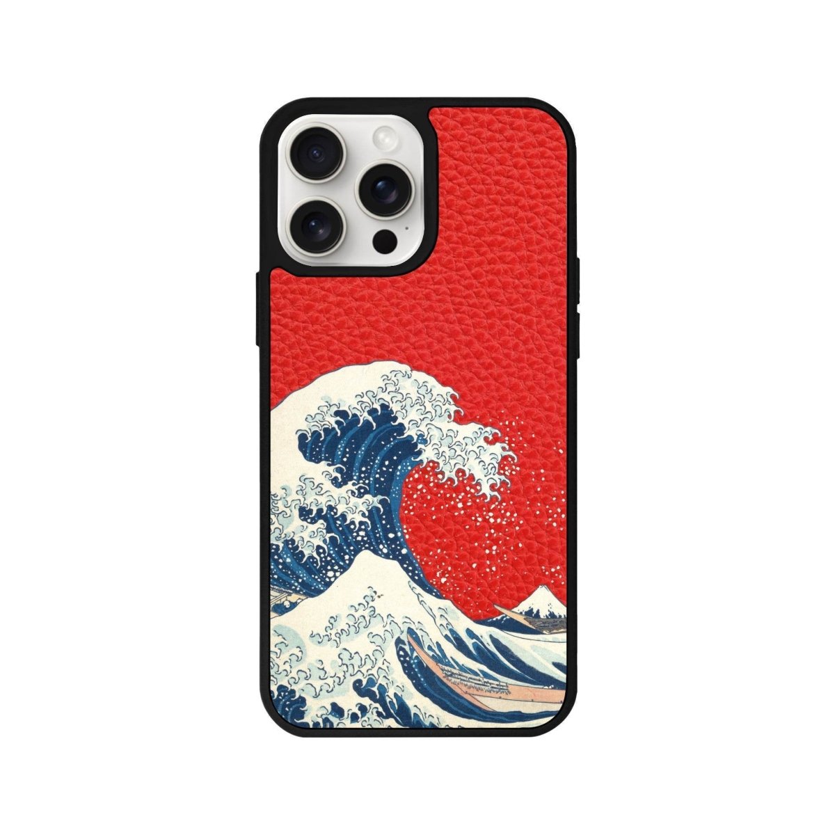 iPhone 15 Waves Leather Vegan Deri Telefon Kılıfı Kırmızı - SUMTHINCS