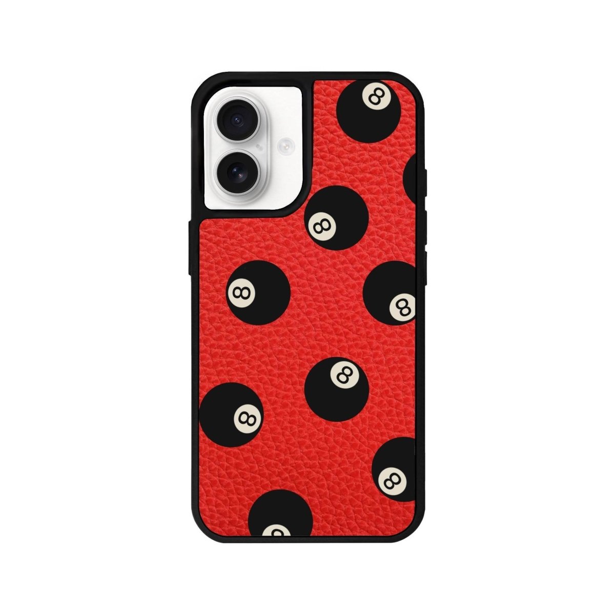 iPhone 16 8Ball Leather Vegan Deri Telefon Kılıfı Kırmızı - SUMTHINCS