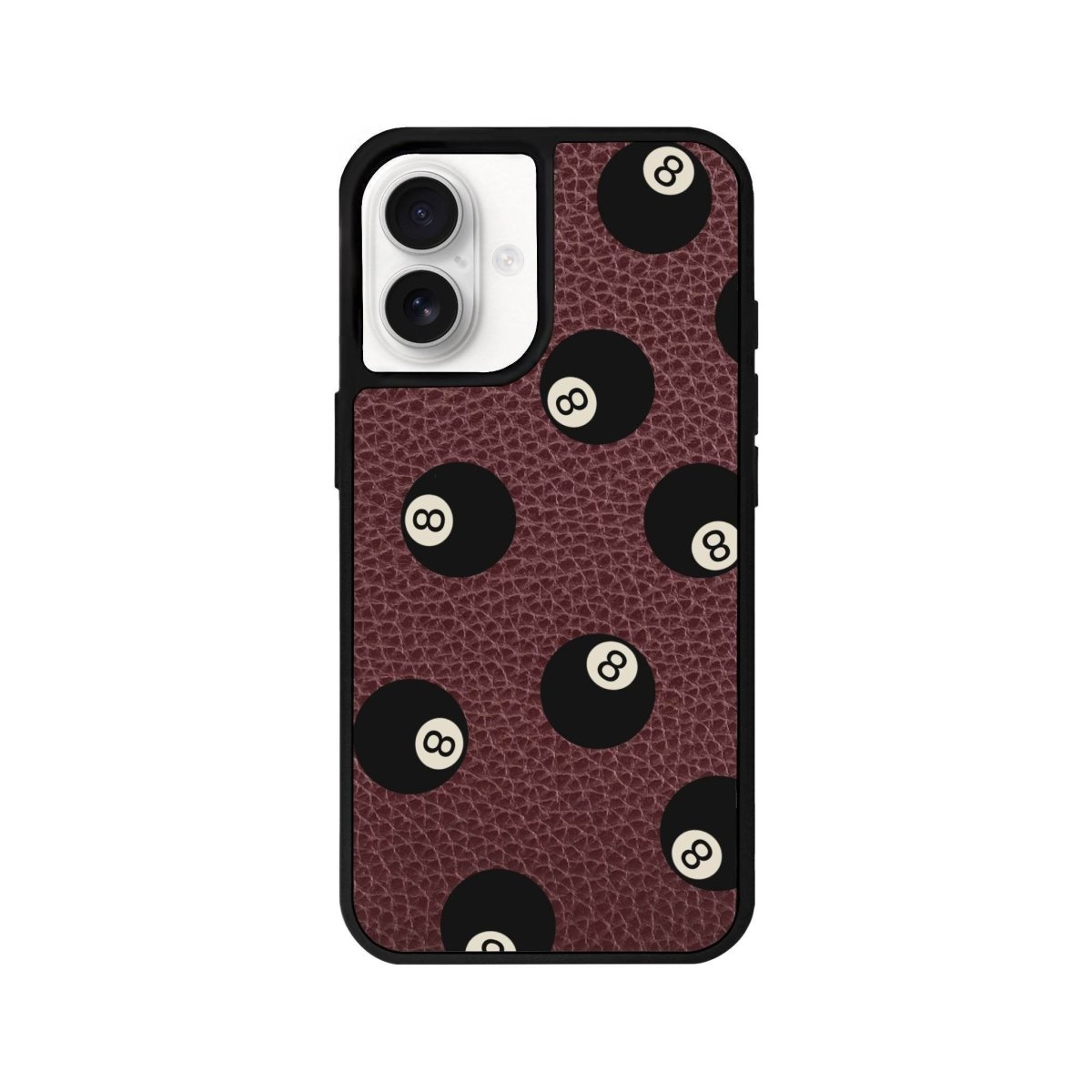 iPhone 16 8Ball Leather Vegan Deri Telefon Kılıfı Bordo - SUMTHINCS