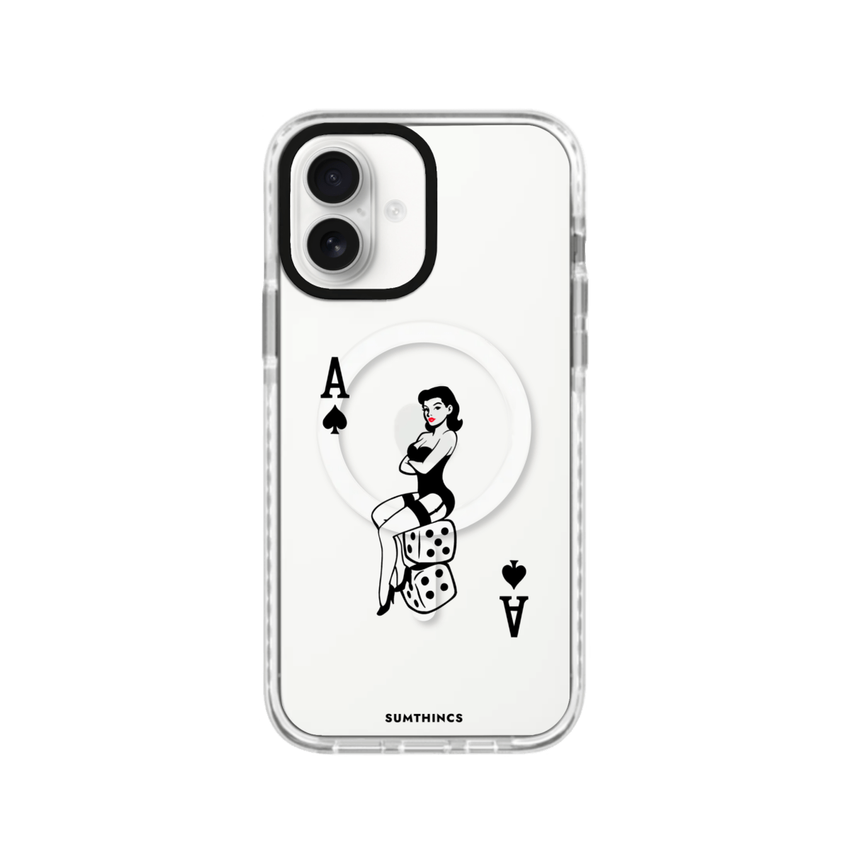 iPhone 16 Ace Queen Magsafe Procase Şeffaf Telefon Kılıfı Beyaz Şeffaf - SUMTHINCS