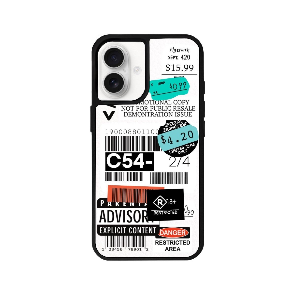 iPhone 16 Barcode C54 Leather Vegan Deri Telefon Kılıfı Beyaz - SUMTHINCS