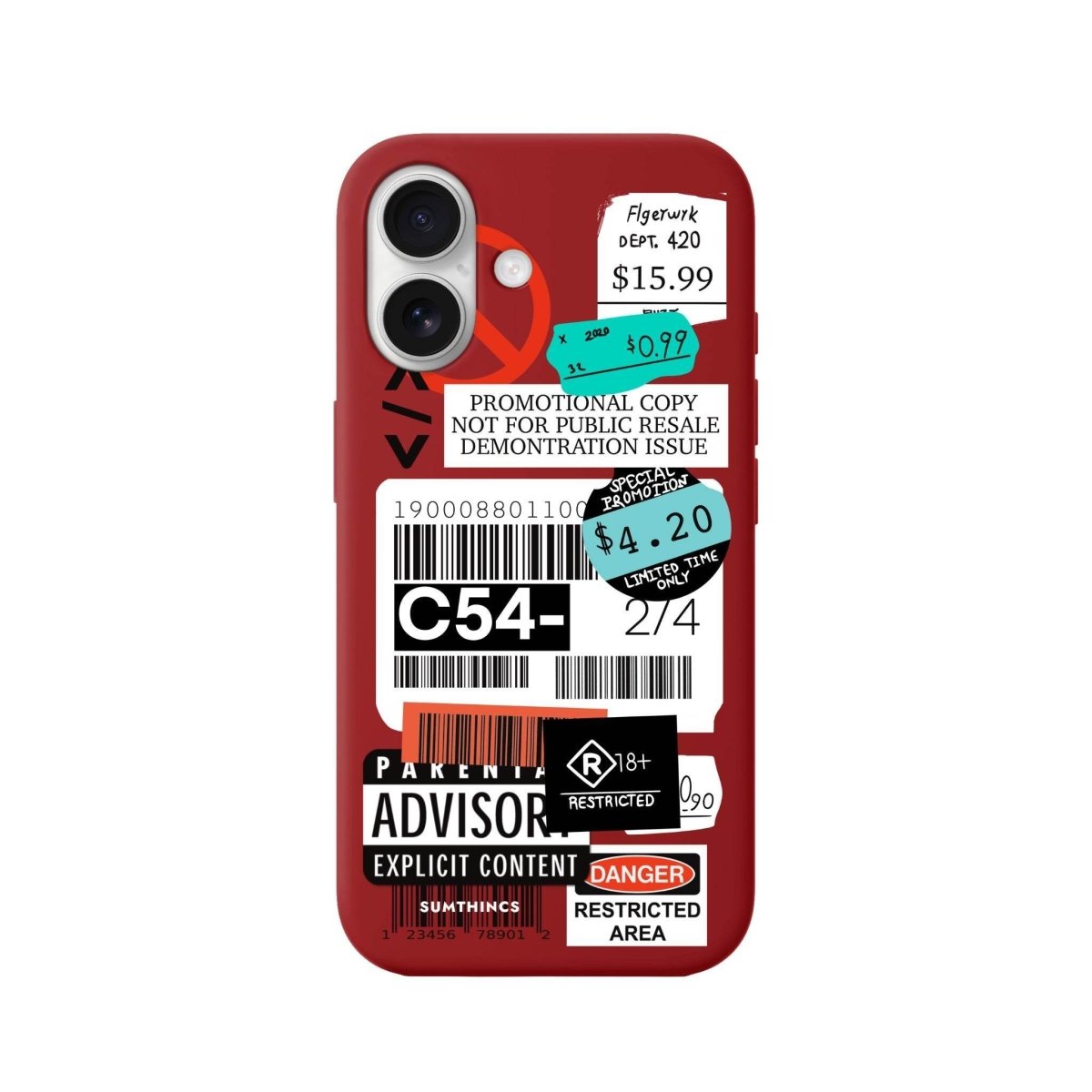 iPhone 16 Barcode C54 Premium Telefon Kılıfı Kırmızı - SUMTHINCS