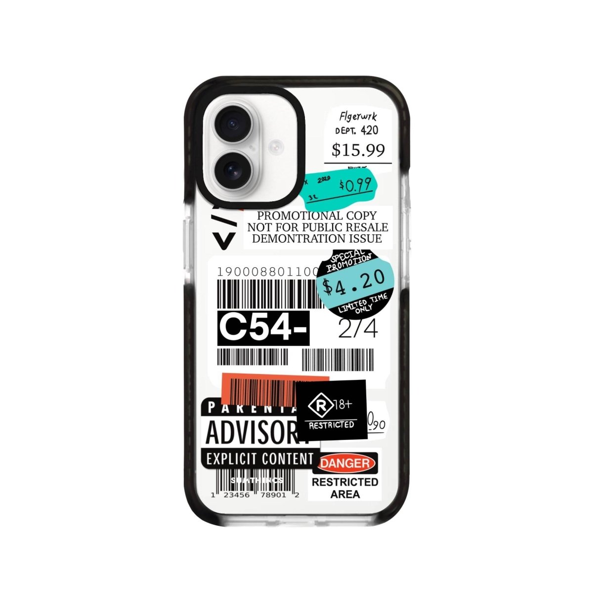 iPhone 16 Barcode C54 Procase Şeffaf Telefon Kılıfı Siyah Şeffaf - SUMTHINCS