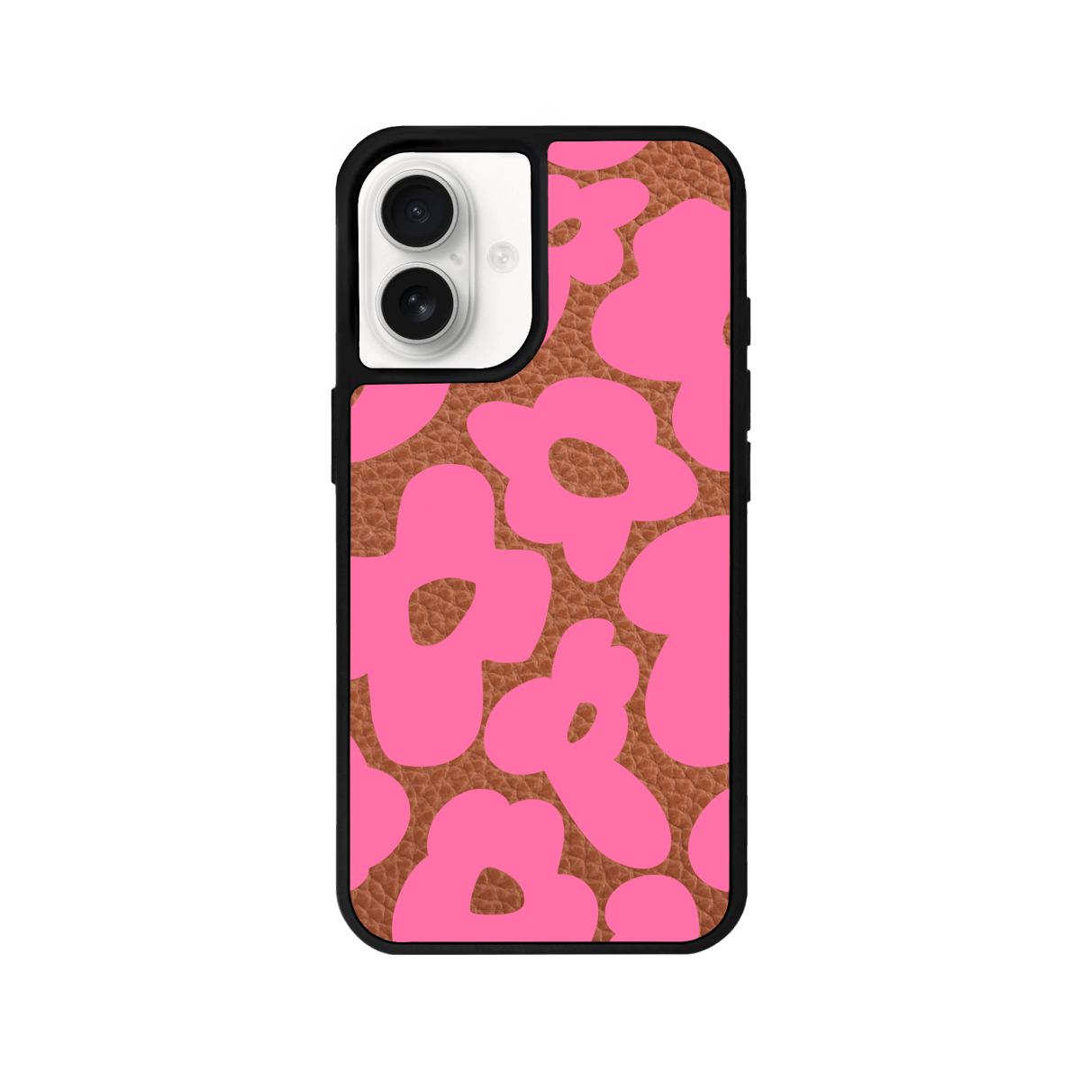 iPhone 16 Daisy Pop Leather Deri Telefon Kılıfı Kahverengi - SUMTHINCS