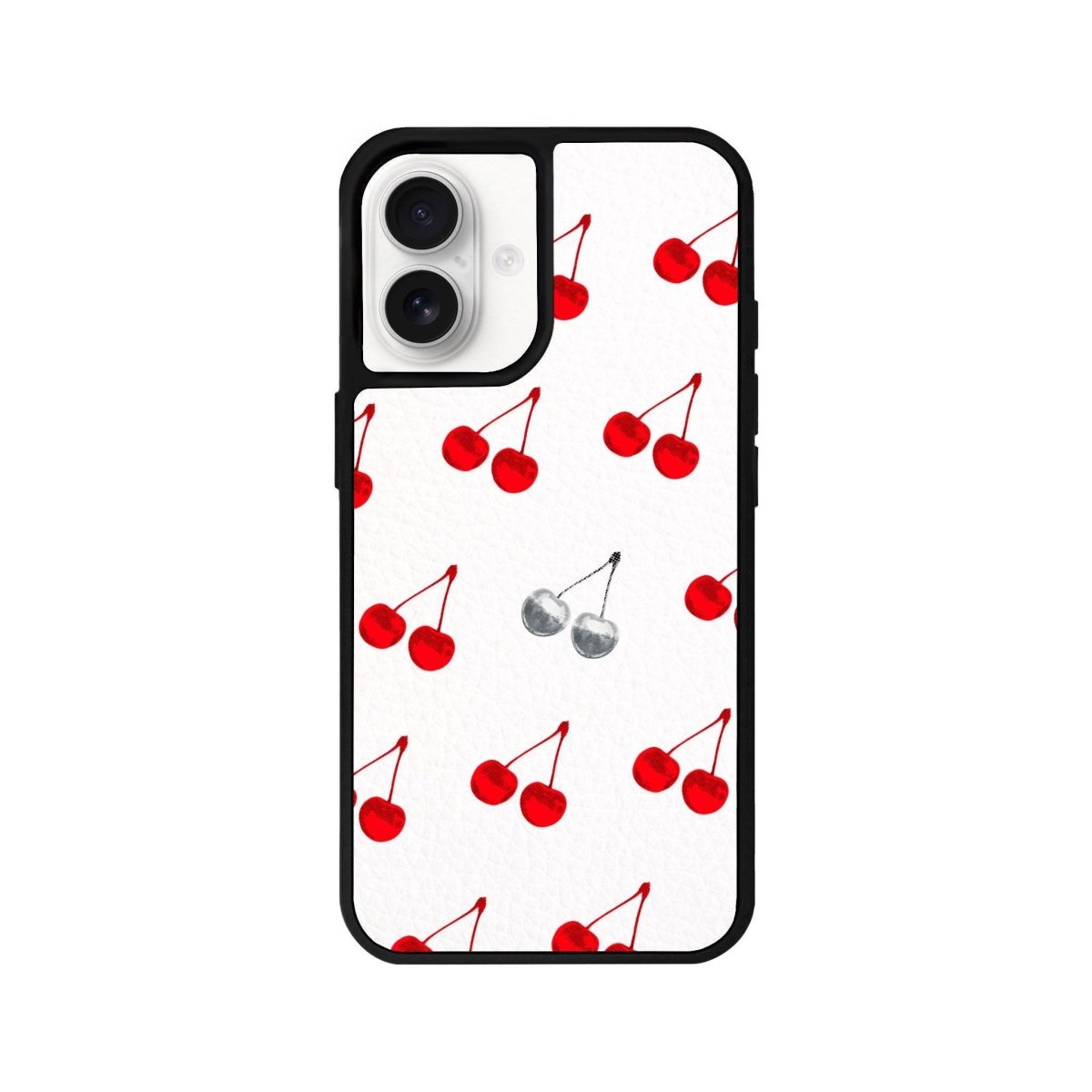iPhone 16 Disco Cherry Leather Vegan Deri Telefon Kılıfı Beyaz - SUMTHINCS