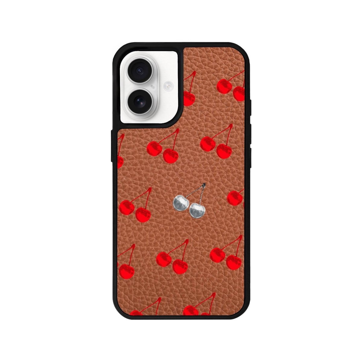 iPhone 16 Disco Cherry Leather Vegan Deri Telefon Kılıfı Kahverengi - SUMTHINCS