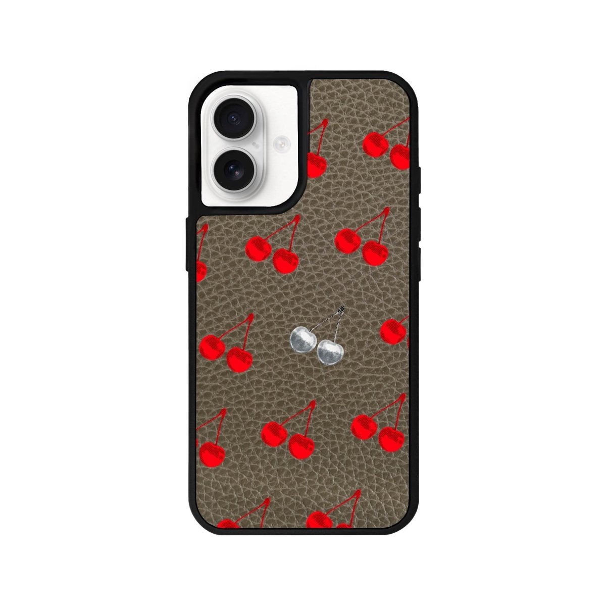 iPhone 16 Disco Cherry Leather Vegan Deri Telefon Kılıfı Haki - SUMTHINCS