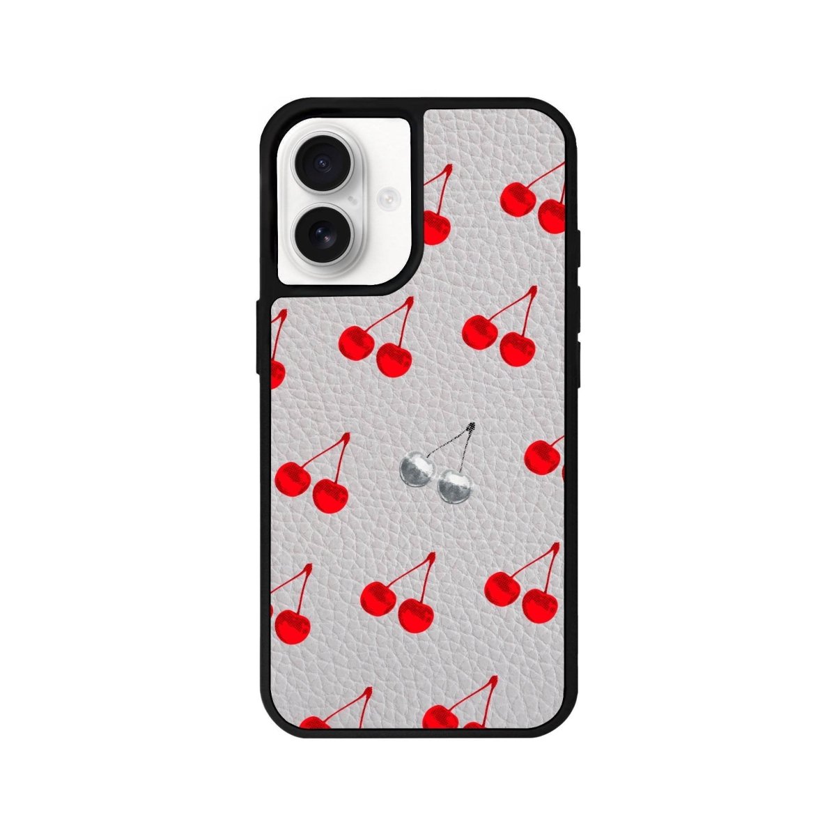 iPhone 16 Disco Cherry Leather Vegan Deri Telefon Kılıfı Gri - SUMTHINCS