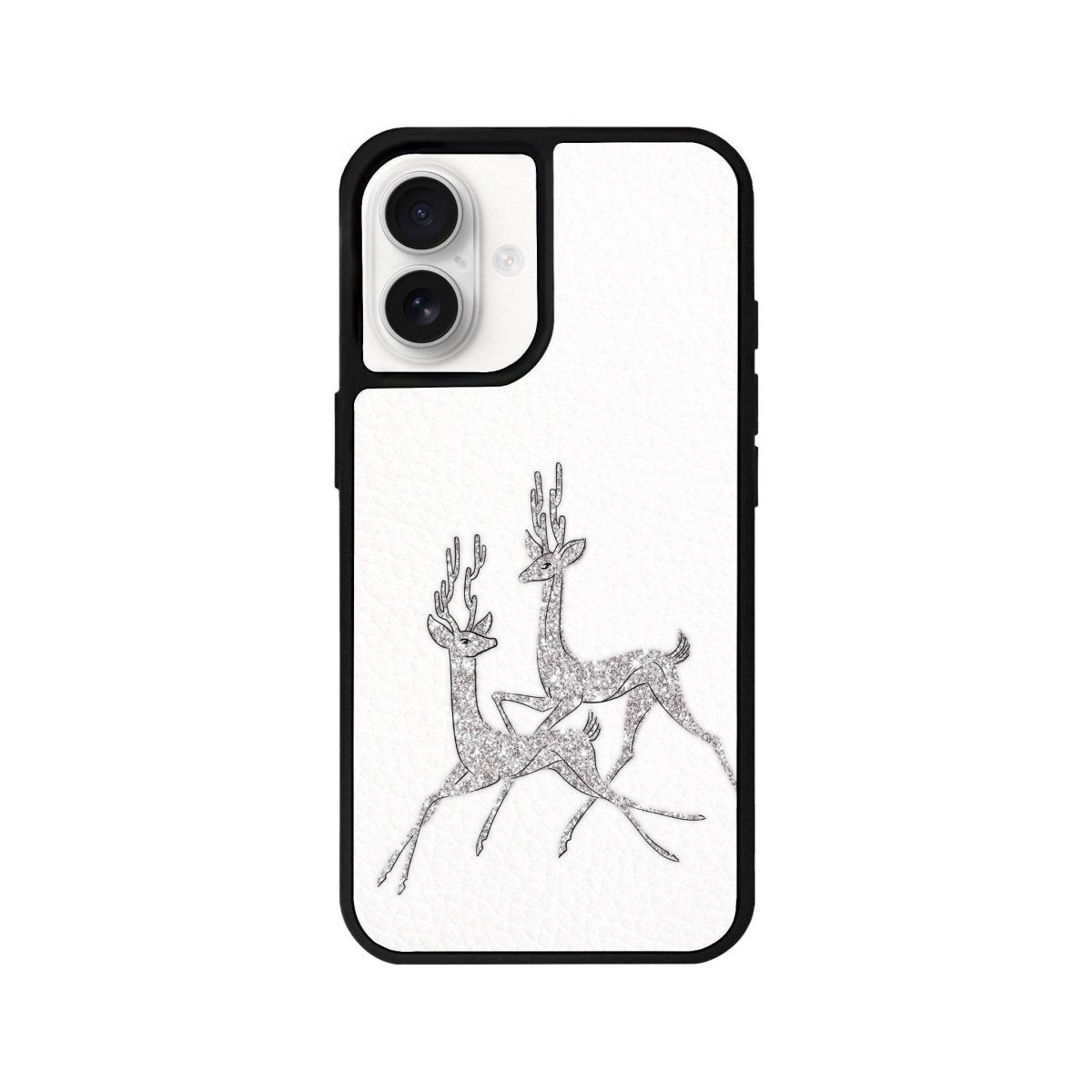 iPhone 16 Disco Deers Leather Vegan Deri Telefon Kılıfı Beyaz - SUMTHINCS